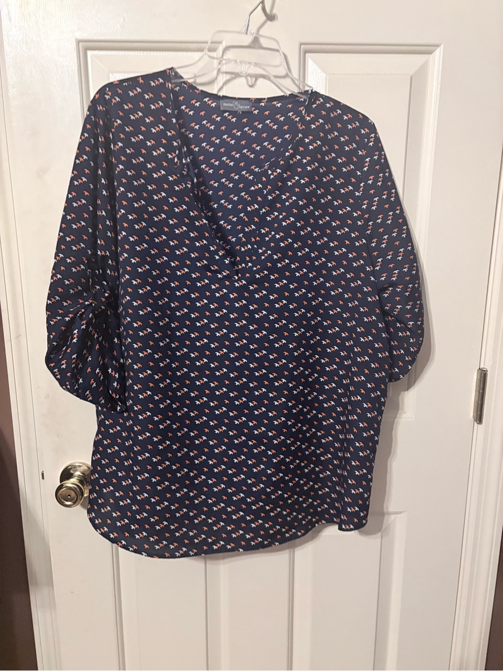 Market & Spruce Navy Printed Blouse